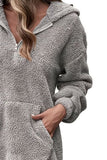 Momentlover Half Zip Dropped Shoulder Oversized Hoodie