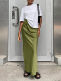 Momentlover Solid Color High Waisted Skirts Bottoms
