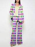 Momentlover Loose Wide Leg Pockets Printed Pants Suit Pants Trousers