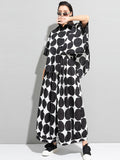 Momentlover Urban White Black Polk-Dot Printed Wide Leg Pants