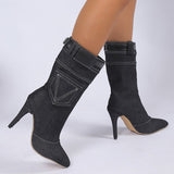 themeisles - Black Casual Daily Patchwork Solid Color Pointed Comfortable Shoes (Heel Height 3.54in)