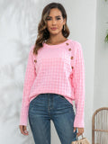Momentlover Decorative Button Long Sleeve Sweater