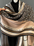 Momentlover Vintage Ramie Cotton Leopard Printed Scarf