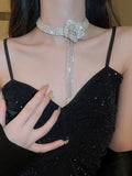 Momentlover Tasseled Rhine Stones Flower Shape Necklaces Accessories
