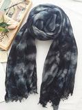 Momentlover Vintage Tie-Dyed Fringed Scarf