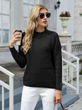 Momentlover Round Neck Dropped Shoulder Sweater with Pocket