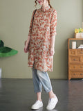 Momentlover Original Creation Long Sleeves Loose Printed Lapel Collar Blouses&Shirts Tops