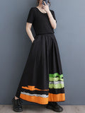 Momentlover Printed High-Waisted Elasticity Asymmetric Wide Leg Loose Trousers Pants