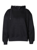 Momentlover Casual Loose Long Sleeves Hollow Solid Color Hoodies Tops