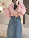 Momentlover Solid Color Elasticity Loose Batwing Sleeves Round-Neck Blouses&Shirts Tops