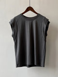 Momentlover Split-Joint Sleeveless Loose Round-neck T-Shirts Tops