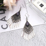 Fashion diamond alloy silver tassel earrings