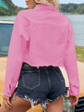 Long Sleeves Fringed Pockets Split-Joint Lapel Jackets