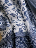 Momentlover Printed Blue-And-White Sun-protection Tasseled Shawl&Scarf