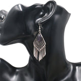 Fashion diamond alloy silver tassel earrings