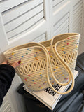 Momentlover Polka-Dot Hollow Contrast Color Handbags
