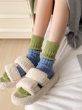 momentlover Pleated Elasticity Contrast Color Socks