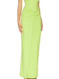 Momentlover Split-Side Split-Joint Solid Color Pleated Backless Sleeveless Skinny Halter-Neck Maxi Dresses