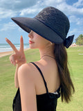 Momentlover Wide Side Bowknot Belly-Hollow Sun-protection Hats&Caps
