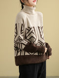 Momentlover Original Print High-Neck Knitting Sweater
