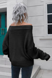 Momentlover Off-Shoulder Ribbed Long Sleeve Pullover Sweater