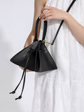 Momentlover Split-Joint Solid Color Drawstring Triangle Handbags