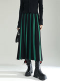 Momentlover Original Creation Loose A-Line Contrast Color Striped Skirts Bottoms
