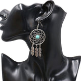 Fashion dream catcher leaf tassel earrings turquoise earrings
