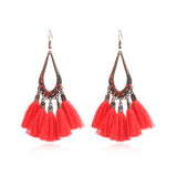 Bohemian fashion long tassel earrings