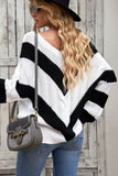 Momentlover Chevron Cable-Knit V-Neck Tunic Sweater