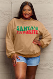 Momentlover Simply Love Full Size SANTA'S FAVORITE Round Neck Sweatshirt