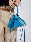 Momentlover Split-Joint Solid Color Drawstring Triangle Handbags