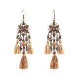 Bohemian fashion flower tassel earrings