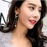 Zircon eight-star earrings Pearl tassels
