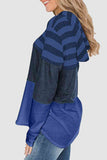 Momentlover Striped Drawstring Long Sleeve Hoodie