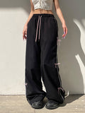Loose Wide Leg Bowknot Drawstring Elasticity Split-Joint Pants Trousers