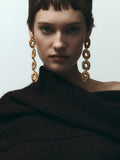 Momentlover Solid Color Hollow Geometric Drop Earrings