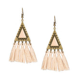 National wool tassel long earrings