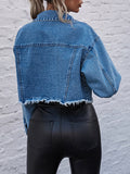 Long Sleeves Fringed Pockets Split-Joint Lapel Jackets