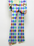 Momentlover Loose Wide Leg Pockets Printed Pants Suit Pants Trousers