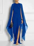 Momentlover Loose Solid Color Round-Neck Maxi Dresses