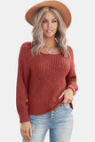 Momentlover Drop Shoulder Round Neck Sweater