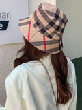 Momentlover Casual Plaid Keep Warm Suede Fisherman Hat