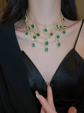 Momentlover Rhine Stones Layered Geometric Necklaces Accessories