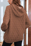 Momentlover Quilted Long Sleeve Hoodie with Pocket