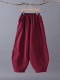 Momentlover Casual Loose Keep Warm Elasticity Solid Color Casual Pants Bottoms