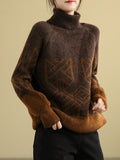 Momentlover Original Print High-Neck Knitting Sweater