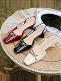 Momentlover Square-Toe Split-Joint Sling Shoes Sandals