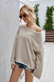Momentlover Round Neck Dropped Shoulder Sweater