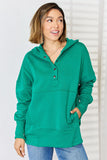 Momentlover Zenana Half Snap Long Sleeve Hoodie